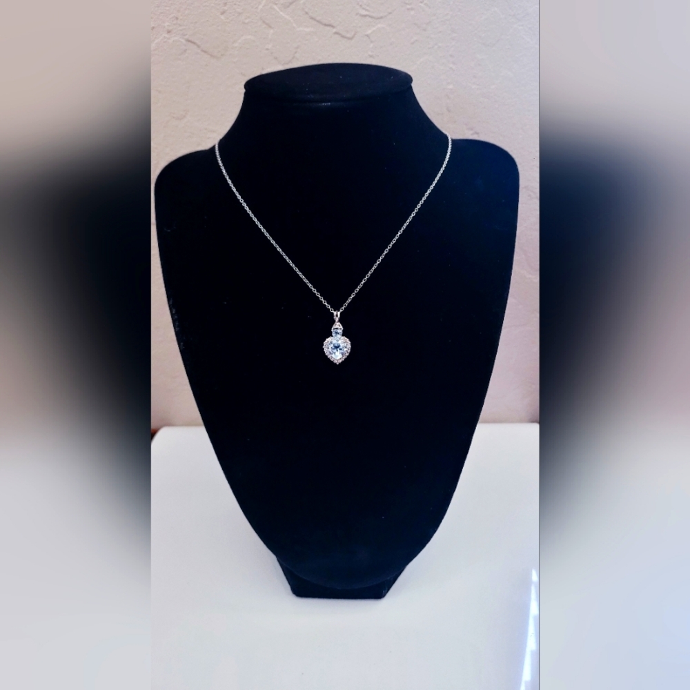 Blue topaz heart pendant
